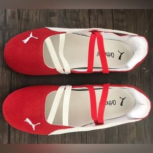 Puma Speedcat Red and White Ballet Flats